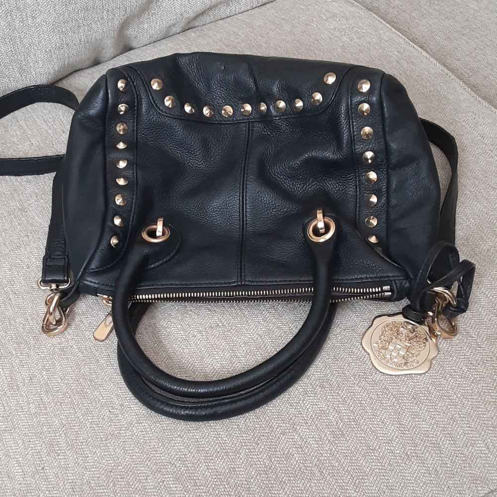 Vince Camuto black leather studded satchel bag - Picture 10 of 11